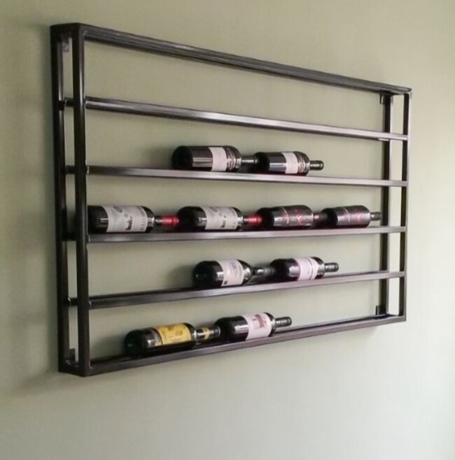 Porta vino Porta Bottiglie espositore cantinetta in ferro industriale